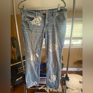Free People Floral Acid Wash Skinny Jeans size 31. Used!